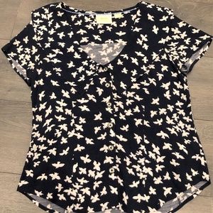 Maeve by Anthropologie Navy Sparrow Blouse